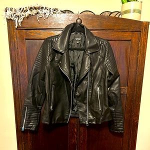Black faux leather jacket from Topshop, size 8, only worn a handful of times.